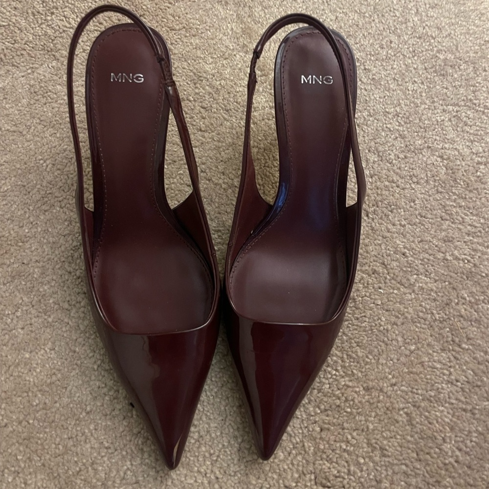 Mango burgundy leather slingback heels in size EU39